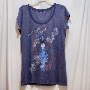 Harper's Bazar Blue Fashion T-Shirt Ladies Bazaar Vintage XXL